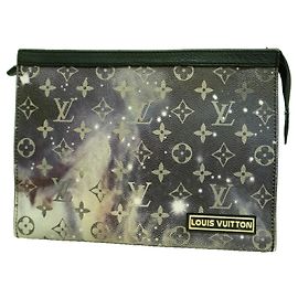 Louis Vuitton Monogram Galaxy Pochette Voyage MM Clutch Bag Black