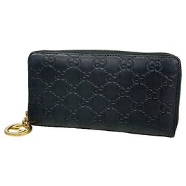 Gucci Black Leather Long Wallet Black