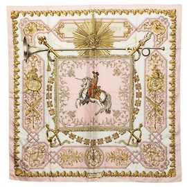Hermès Foulard Hermes Carre 90 LVDOVICVS MAGNVS Rosa Multicolore