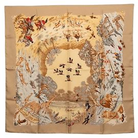 Hermès Hermes Carre 90 Africa Schal Beige