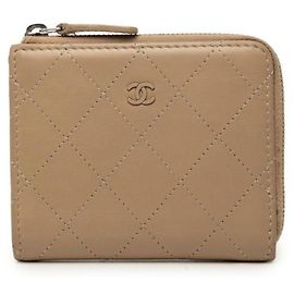 Chanel Coco Mark Bi-fold Geldbörse Beige