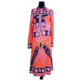 Robe Chemisier Leonard Paris Imprimé Boho Orange 70s Multicolore
