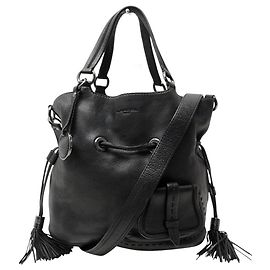 LANCEL PREMIER FLIRT MM A02174 GRAINED LEATHER HANDBAG WITH SHOULDER STRAP Black