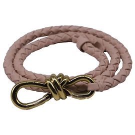 Cinto Bottega Veneta Andiamo Intrecciato em couro rosa Rosa