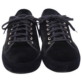 Chanel Sneaker aus schwarzem Samt mit ineinandergreifendem CC-Logo Schwarz