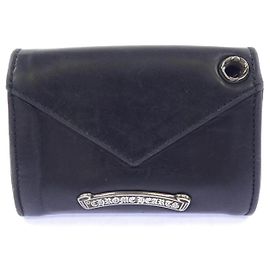 portefeuille en cuir CHROME HEARTS TINY BJS Noir