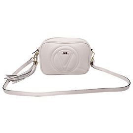 Valentino Garavani Sac Camera à Pompons Valentino by Mario Valentino en Cuir Blanc Blanc Écru