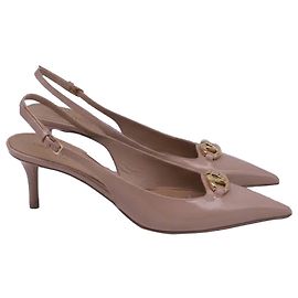 Valentino Garavani VLogo Slingback Pumps in Beige Patent Leather Beige