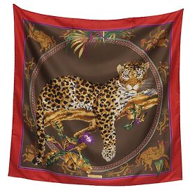Sciarpa Salvatore Ferragamo con stampa leopardata in seta multicolore Multicolore