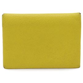 Hermès Hermes Calvi Duo Coin Card Case Yellow Yellow