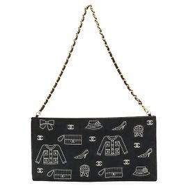 Bolso de hombro con cadena Chanel Icon Print Negro