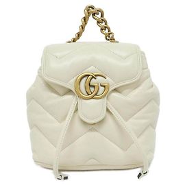 Gucci GG Marmont Leder-Rucksack Weiß