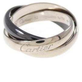 Anello Cartier Trinity 750 Oro Bianco e Ceramica Misura 12 Argento Metallico