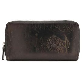 Berluti Calligraphy Scritto Leather Long Wallet Black