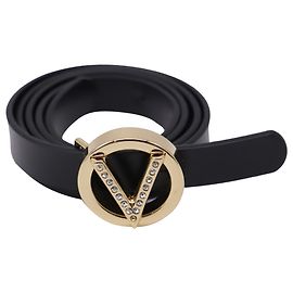 Valentino Garavani Cinto Valentino by Mario Valentino com logótipo ornamentado em pele preta Preto