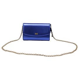 Bolsa Tiracolo com Aba e Corrente Dolce & Gabbana em Couro Azul Azul