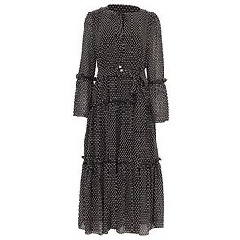 Michael Michael Kors Polka-Dot Print Tiered Dress in Black Polyester Black