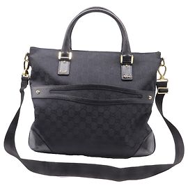 Sac Tote 2 voies Gucci en toile noire Noir