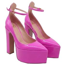 Escarpins à plateforme Tan-Go Valentino Garavani en cuir verni rose Rose