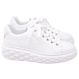 Jimmy Choo Diamond Light Maxi/ F Sneakers in White Leather White Cream