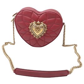 Sac en cuir en forme de cœur Dolce & Gabbana Devotion en cuir rouge Rouge Bordeaux