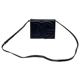 Bolsa Tiracolo Dolce & Gabbana DG Logo em couro de bezerro preto Preto