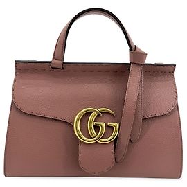 Gucci GG Marmont Top Handle Leather Mini Pink