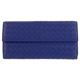 Cartera larga Bottega Veneta Intrecciato Azul