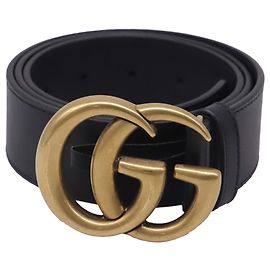 Cinto Gucci GG Marmont com fivela em couro preto Preto
