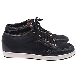 Jimmy Choo Miami Sneaker in schwarzem Glitzer Schwarz