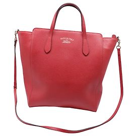 Sac cabas Gucci Medium Swing en cuir rouge Rouge