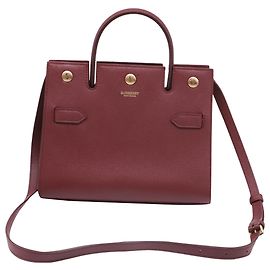 Burberry Mini Title Handtasche aus burgunderrotem Leder Rot Bordeaux