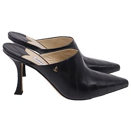 Jimmy Choo Rya 90 Heeled Mules in Black Leather Black