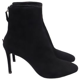 Bottines à talons hauts Prada en daim noir Noir