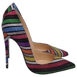 Christian Louboutin So Kate 120 Striped Glittered Pumps in Multicolor Suede Multiple colors