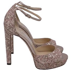 Jimmy Choo Max 150 Platform Sandals in Pink Glitter  Pink
