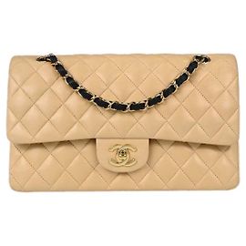 Chanel Classic Double Flap Quilted Lambskin Small Bege