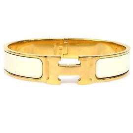 Hermès Bracciale Rigido Hermes Clic Clack H D'oro Bianco sporco