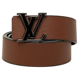 Cinturón reversible Louis Vuitton LV Tilt con hebilla de logotipo invertido Castaño Negro