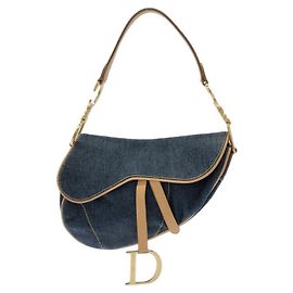 Christian Dior Saddle Schultertasche Blau Bordeaux