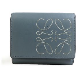 Portafoglio Tri-fold Loewe in Gray/Blue Marrone Blu