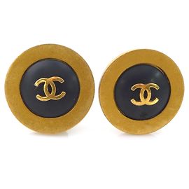 Orecchini a clip Chanel in nero e oro Nero D'oro