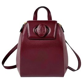 Cartier Burgundy Leather Backpack Dark red