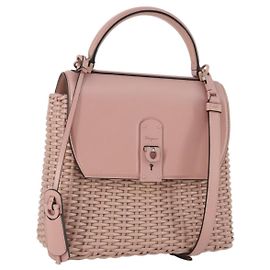 Salvatore Ferragamo Boxyz Top Handle Woven Leather Medium Rosa