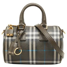 Bolsa Mini Bowling Burberry Check Branco Azul Caqui