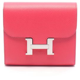 Hermès Cartera compacta bi-fold Hermes Constance Rosa