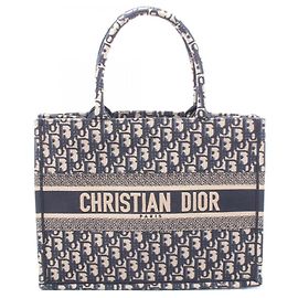 Bolso Book Tote Medium Christian Dior Beige Azul marino