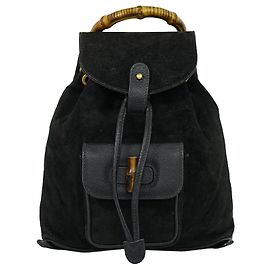 Gucci Vintage Bamboo Suede Mini Schwarz