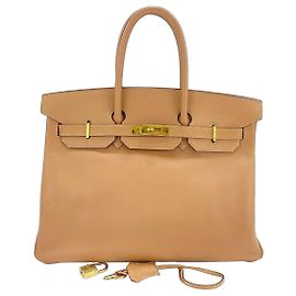 Hermès Hermes Birkin Brown Epsom com Gold Hardware 35 Bege