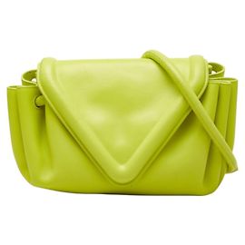 Bottega Veneta Beak Small Triangle Flap Schultertasche Grün Gelb